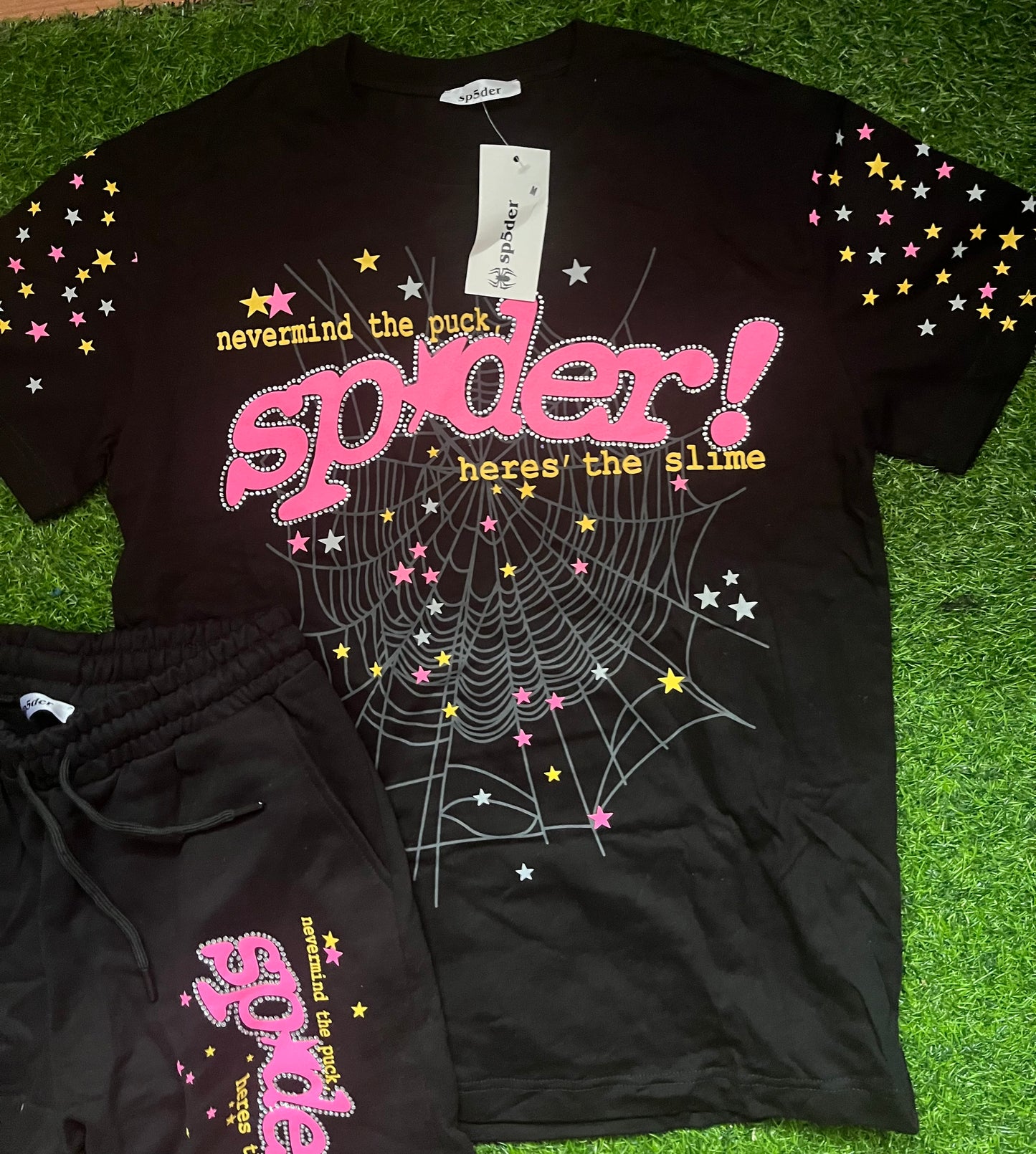 Sp5der Pink Letnji Komplet Crni ( Majica + Sorc )