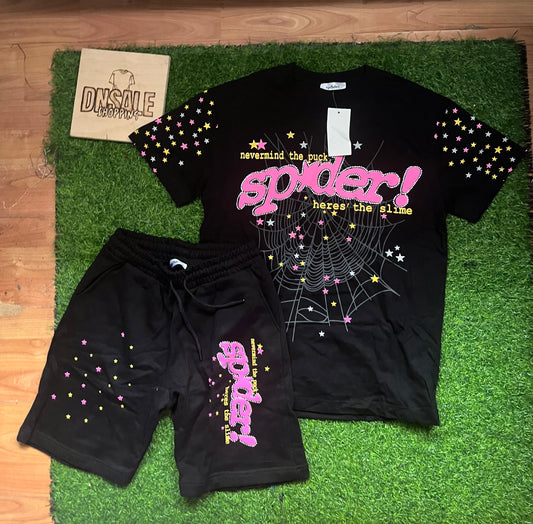 Sp5der Pink Letnji Komplet Crni ( Majica + Sorc )
