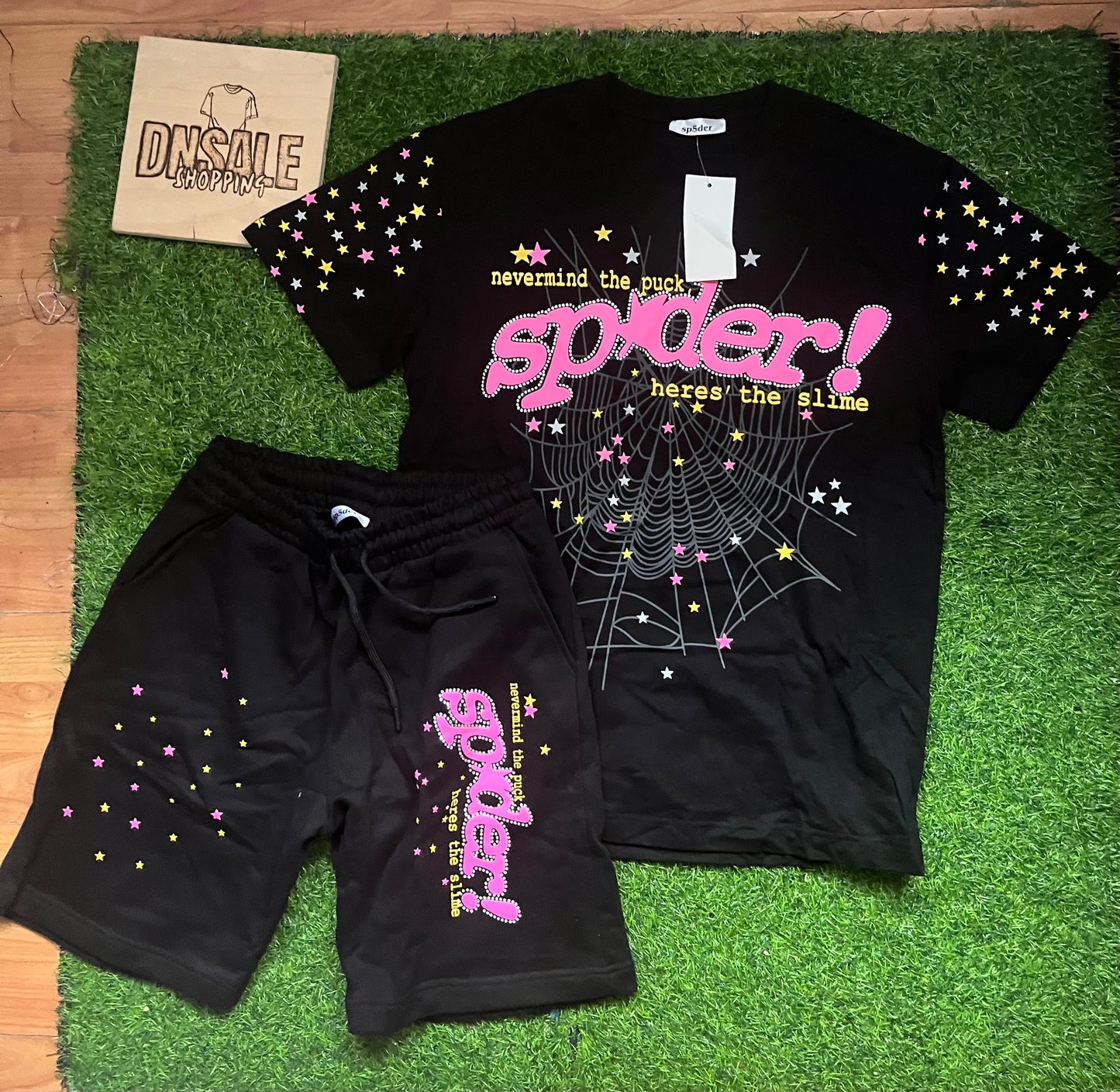 Sp5der Pink Letnji Komplet Crni ( Majica + Sorc )