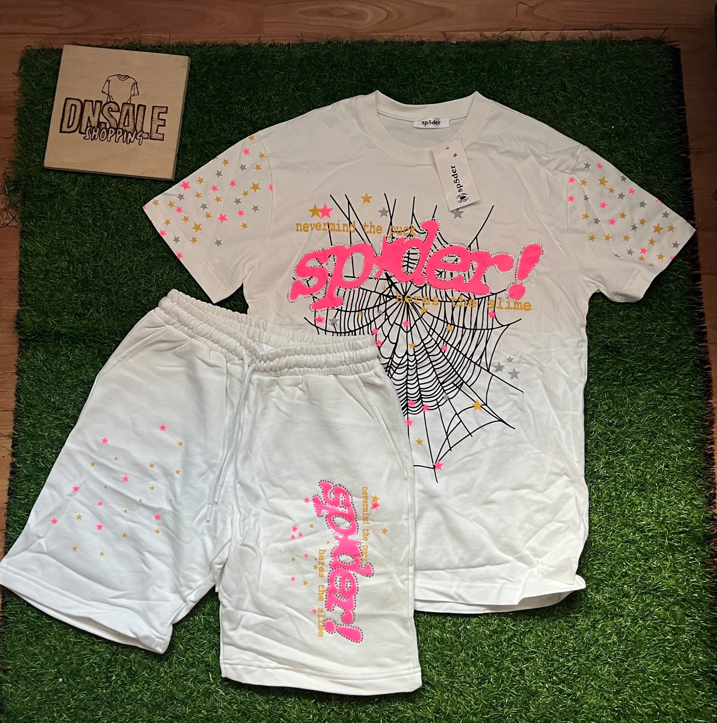 Sp5der Pink Letnji Komplet Beli ( Majica + Sorc )