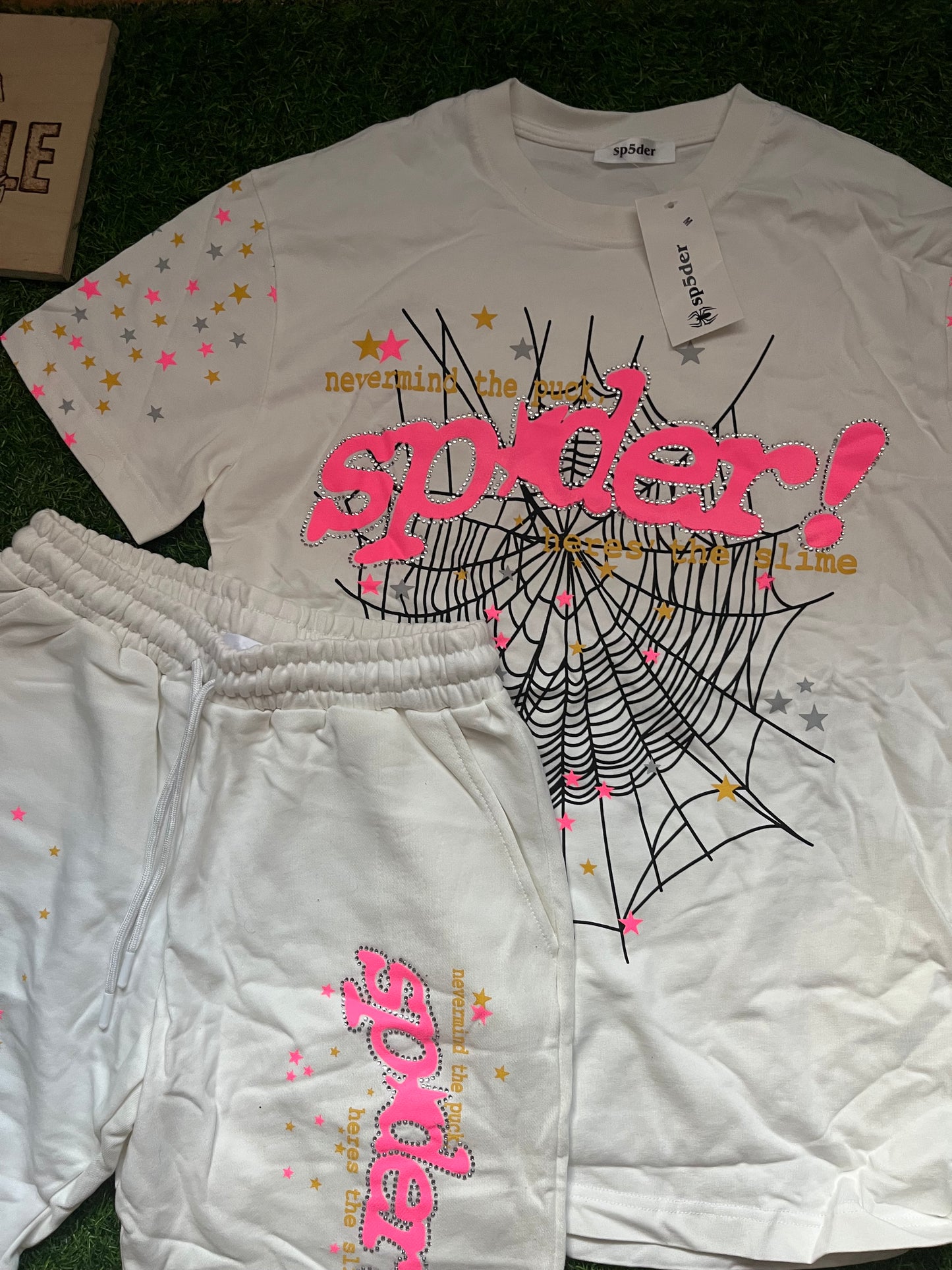 Sp5der Pink Letnji Komplet Beli ( Majica + Sorc )