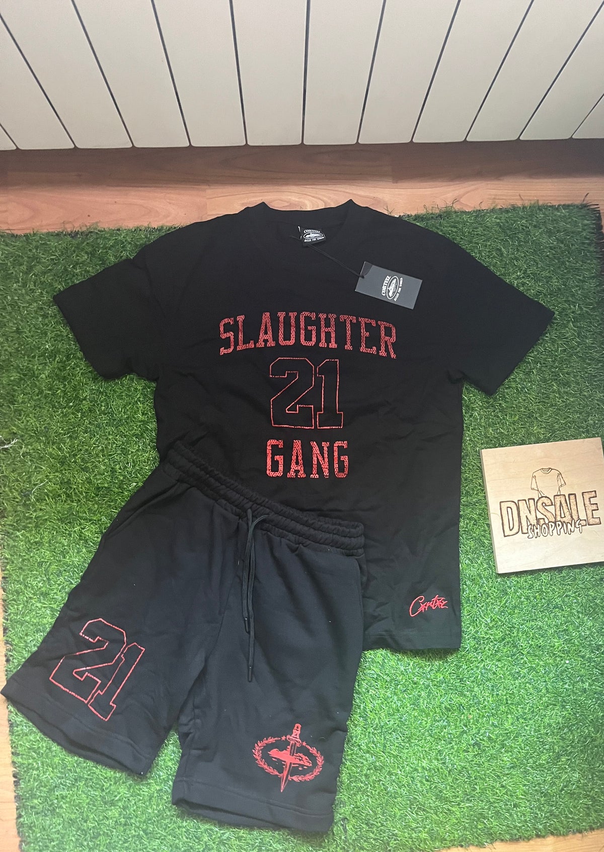 Corteiz Slaughter Gang Summer Set ( Majica + Sorc ) Crni